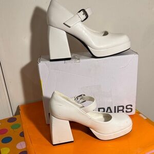 White Platform Mary Jane Shoes
